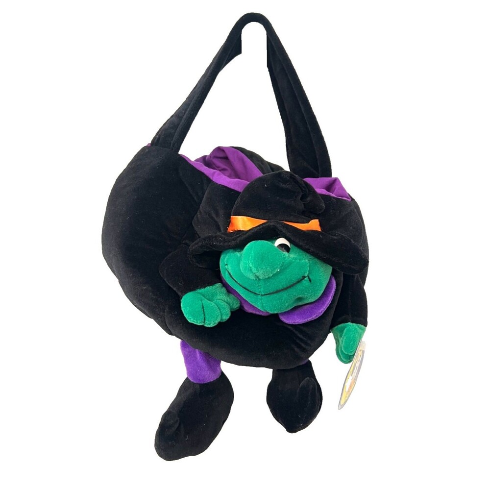 Vtg '99 Halloween Witch Trick-or-Treat Plush Bag FAO Schwarz Makes Noise NWT